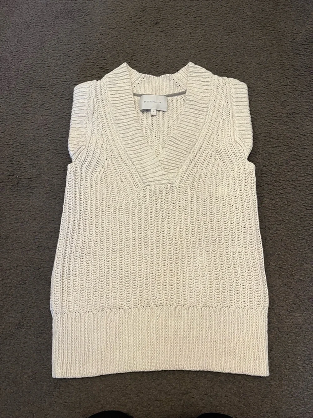 Brochu Walker Uma Sleeveless V-Neck Sweater Vest In Vanilla
